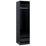 Wardrobe with Drawers High Gloss Black Chipboard