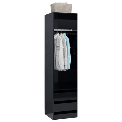 Wardrobe with Drawers High Gloss Black 50x50x200 cm Chipboard