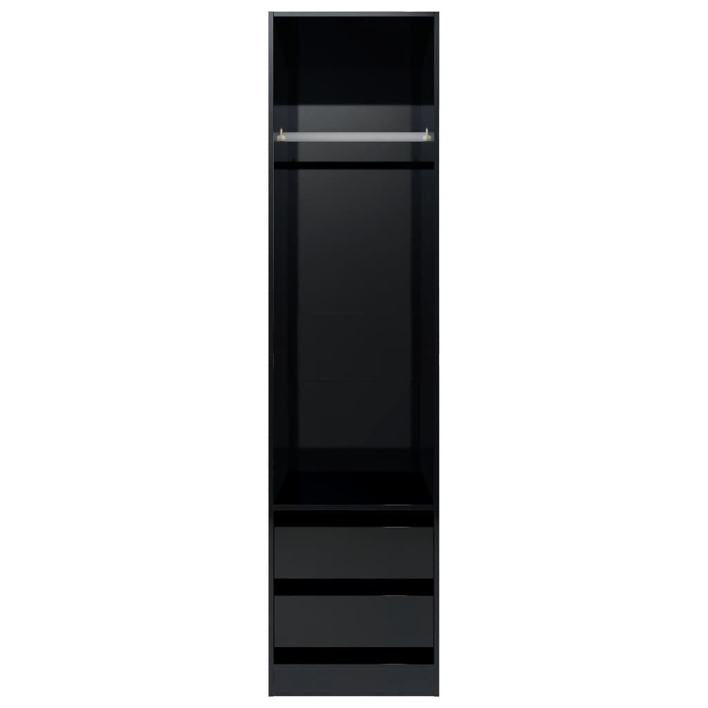 Wardrobe with Drawers High Gloss Black 50x50x200 cm Chipboard