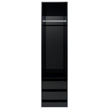 Wardrobe with Drawers High Gloss Black 50x50x200 cm Chipboard