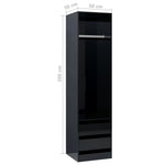 Wardrobe with Drawers High Gloss Black Chipboard