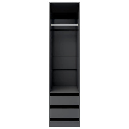 Wardrobe with Drawers High Gloss Grey 50x50x200 cm Chipboard
