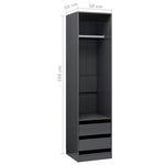 Wardrobe with Drawers High Gloss Grey  Chipboard