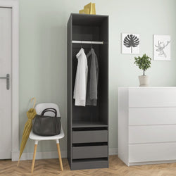 Wardrobe with Drawers High Gloss Grey 50x50x200 cm Chipboard