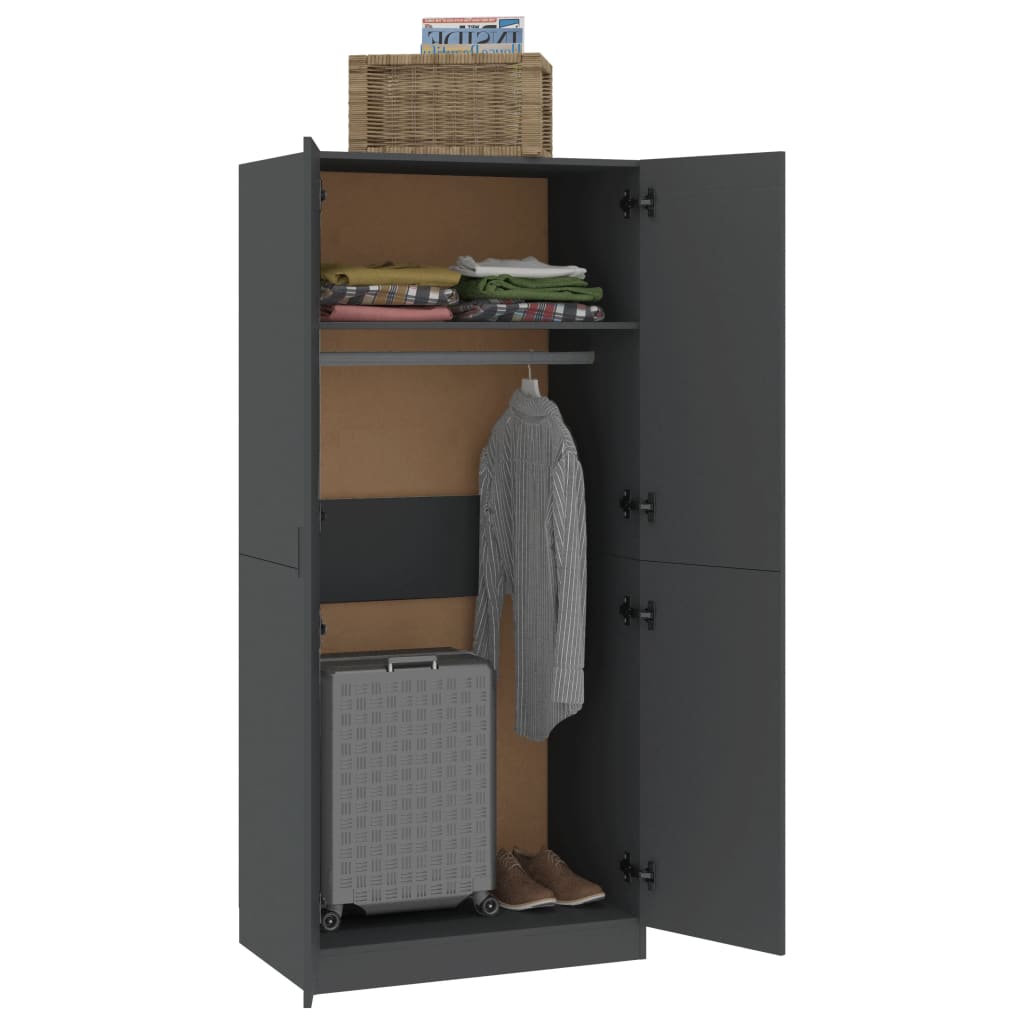 Wardrobe Grey 80x52x180 cm Chipboard