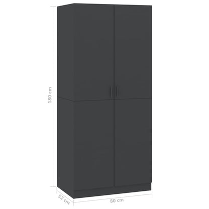 Wardrobe Grey 80x52x180 cm Chipboard