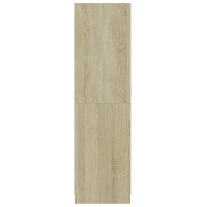 Wardrobe White and Sonoma Oak 80x52x180 cm Chipboard