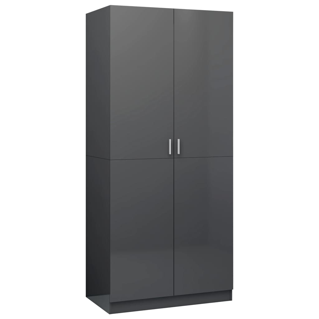 Wardrobe High Gloss Grey 80x52x180 cm Chipboard