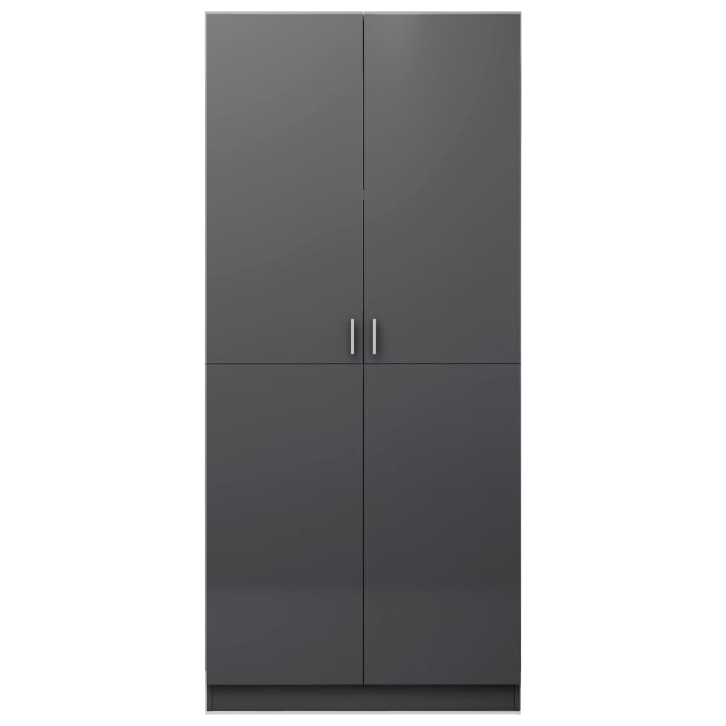 Wardrobe High Gloss Grey 80x52x180 cm Chipboard