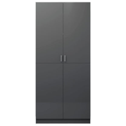 Wardrobe High Gloss Grey 80x52x180 cm Chipboard