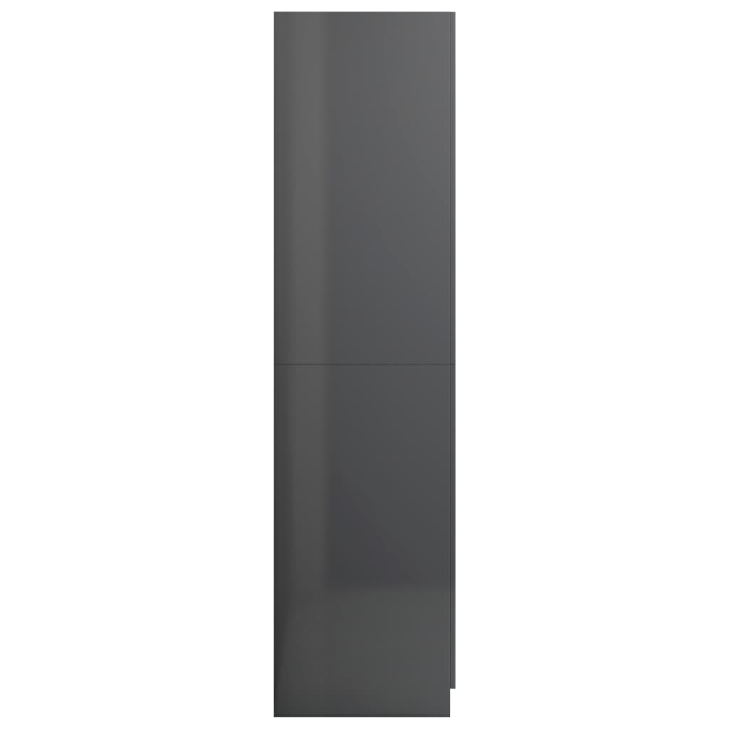 Wardrobe High Gloss Grey 80x52x180 cm Chipboard