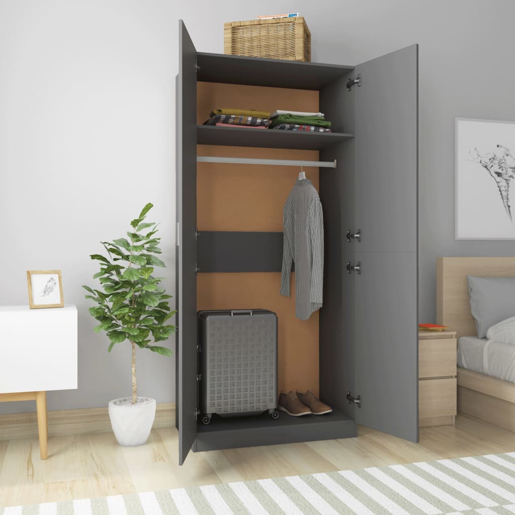 Wardrobe Grey 90x52x200 cm Chipboard