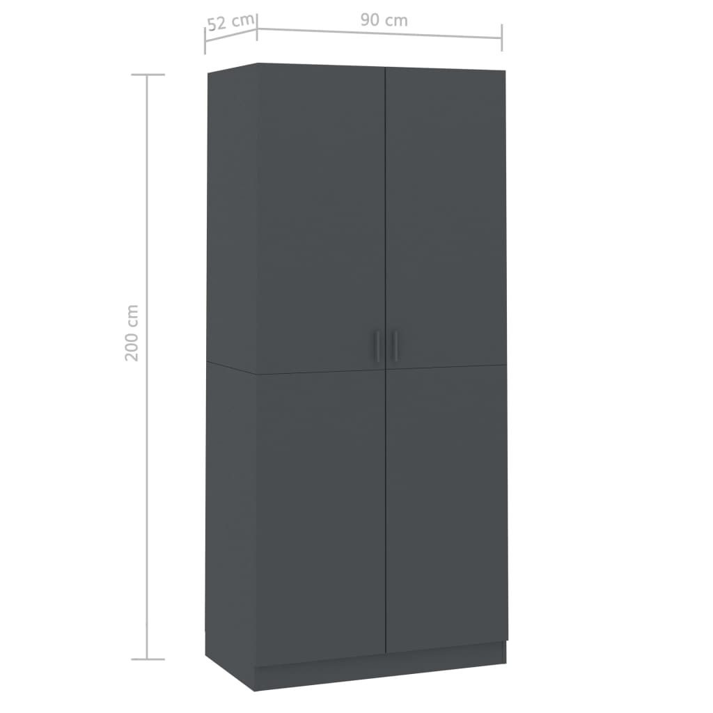 Wardrobe Grey 90x52x200 cm Chipboard