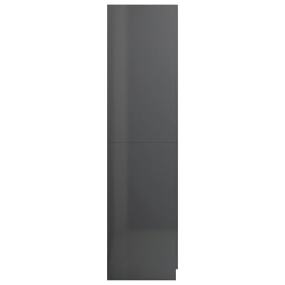 Wardrobe High Gloss Grey 90x52x200 cm Chipboard