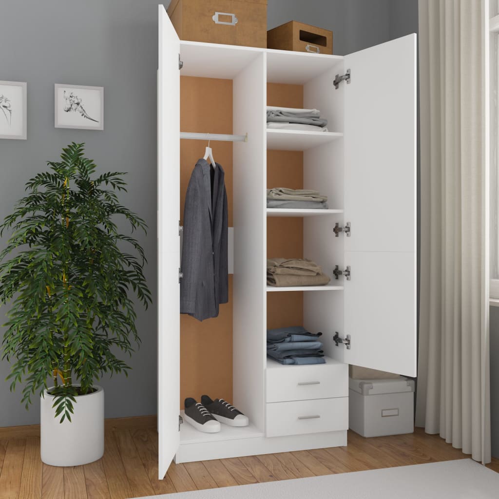 Wardrobe White 80x52x180 cm Chipboard