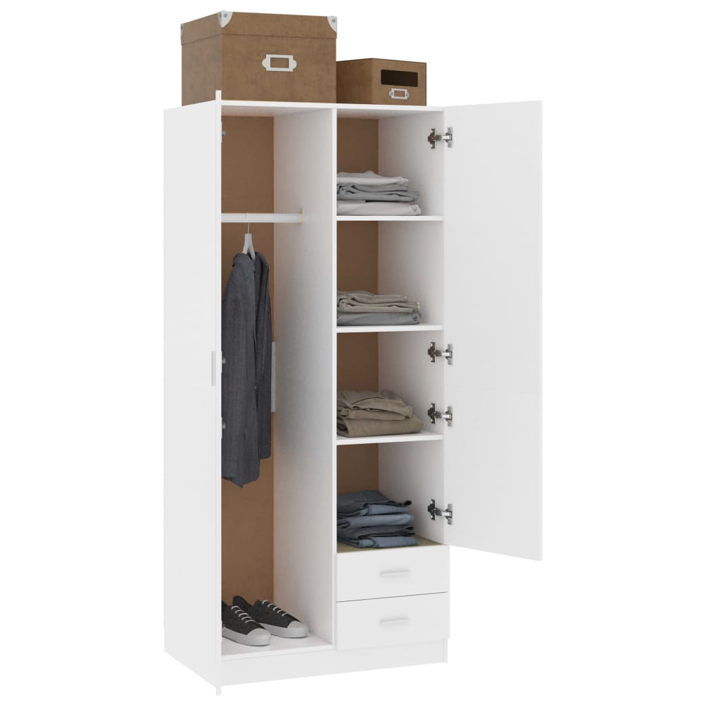 Wardrobe White 80x52x180 cm Chipboard