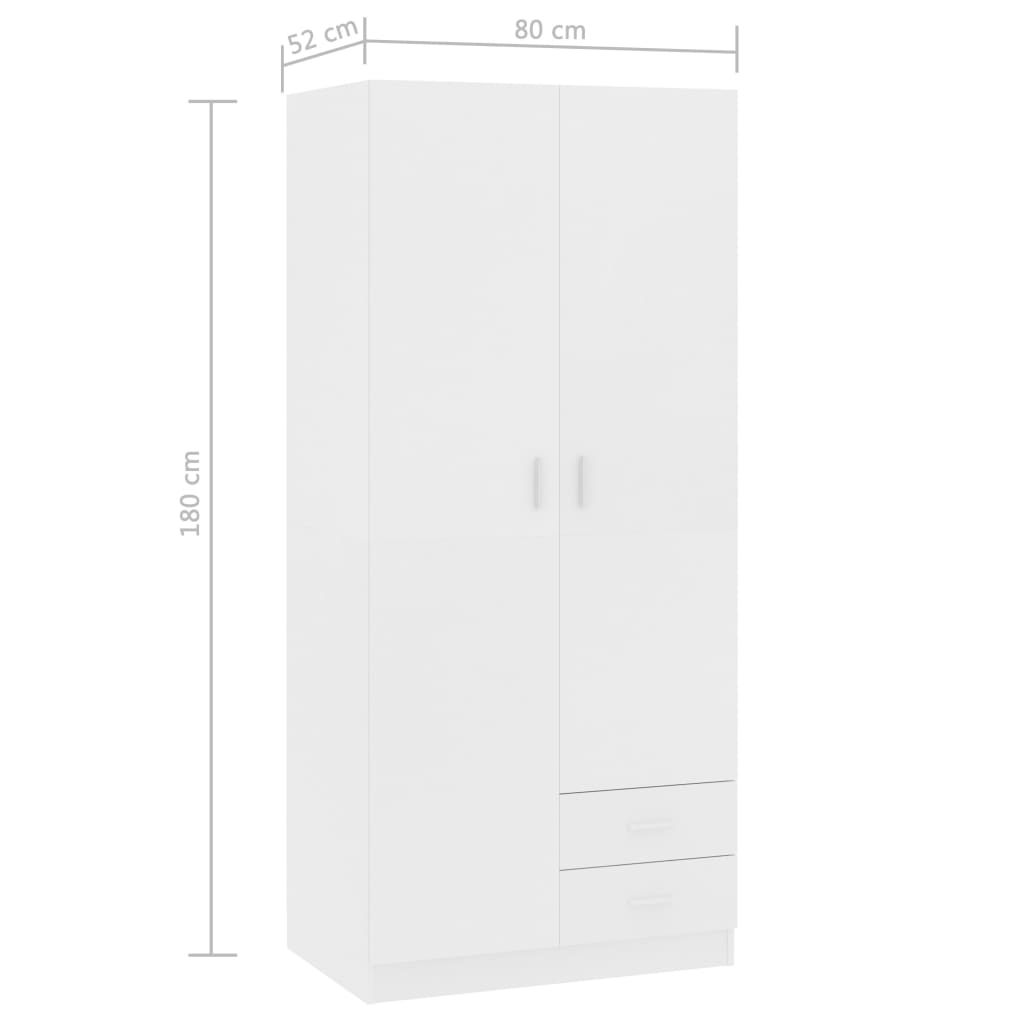 Wardrobe White 80x52x180 cm Chipboard