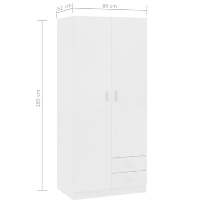 Wardrobe White 80x52x180 cm Chipboard