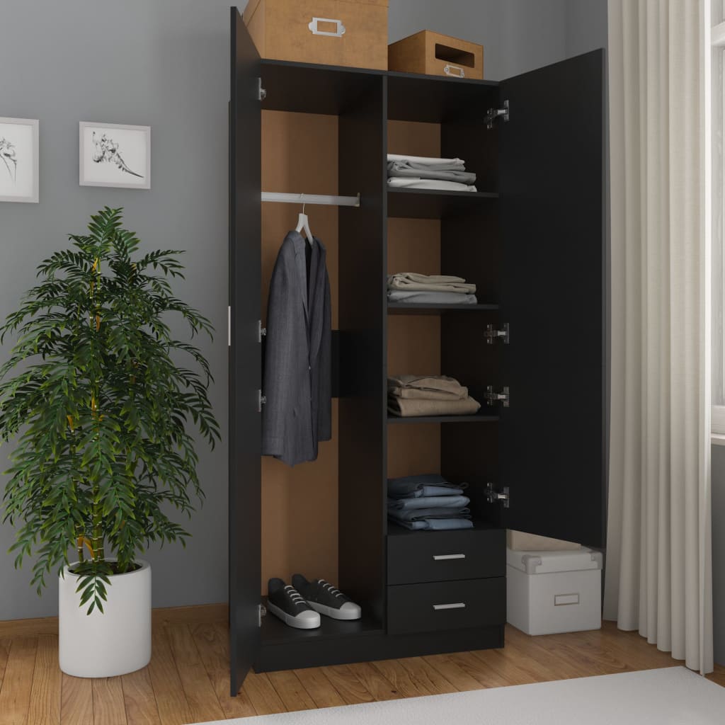 Wardrobe Black 80x52x180 cm Chipboard