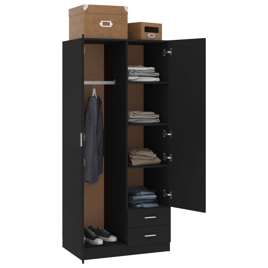 Wardrobe Black 80x52x180 cm Chipboard