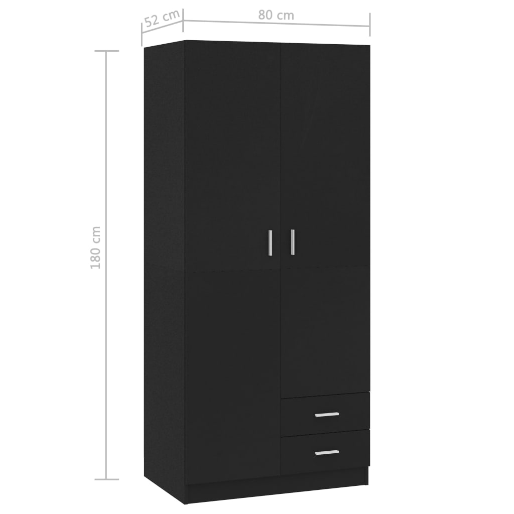 Wardrobe Black 80x52x180 cm Chipboard