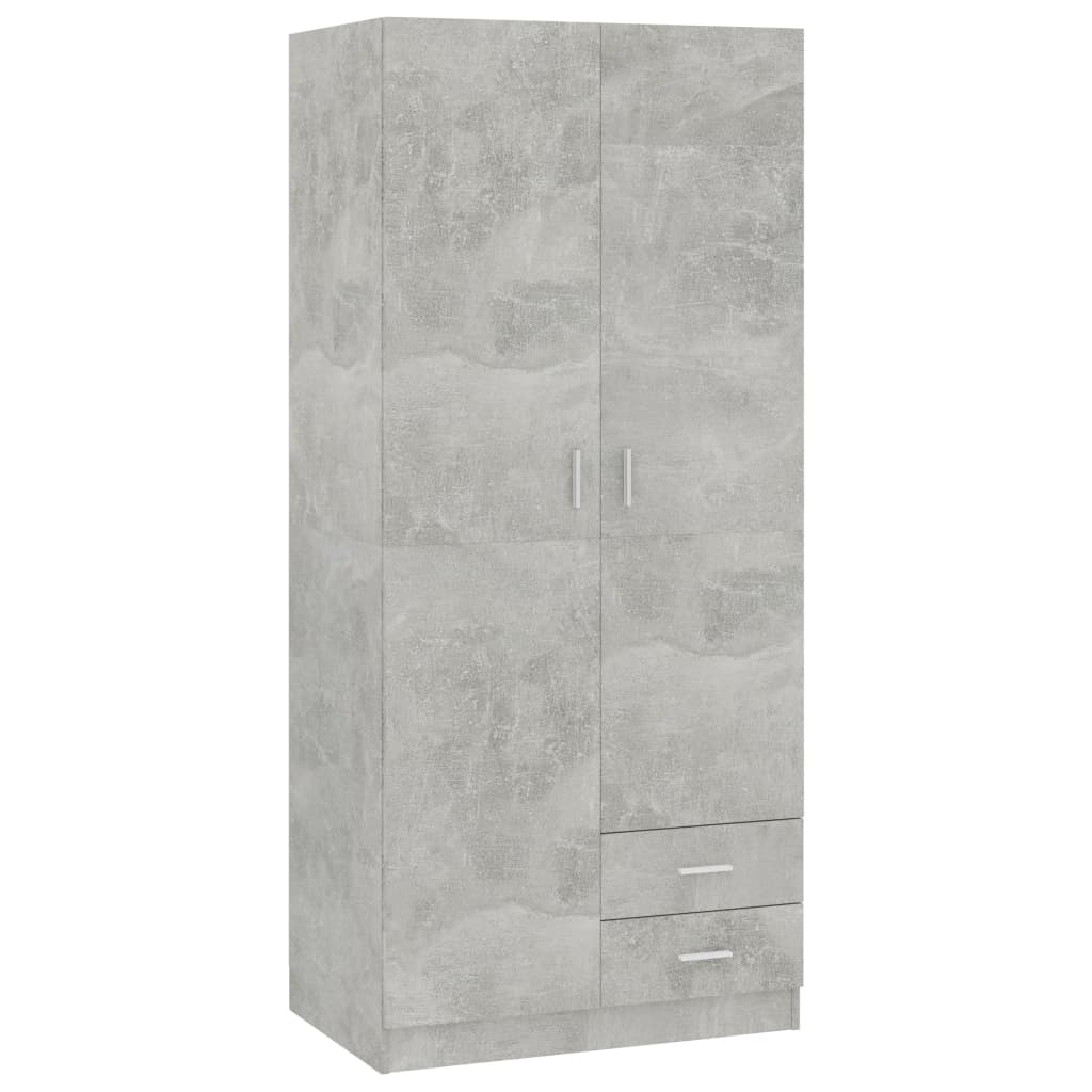 Wardrobe Concrete Grey 80x52x180 cm Chipboard
