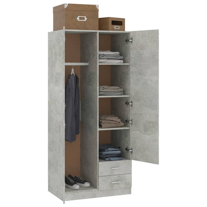 Wardrobe Concrete Grey 80x52x180 cm Chipboard