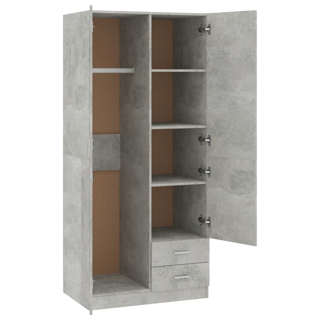 Wardrobe Concrete Grey 80x52x180 cm Chipboard
