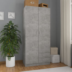 Wardrobe Concrete Grey 80x52x180 cm Chipboard