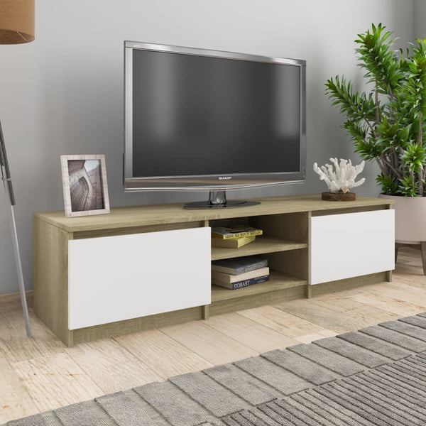  TV Cabinet White and  Oak, Chipboard