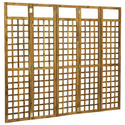 5-Panel Room Divider/Trellis Solid Acacia Wood 200x170 cm