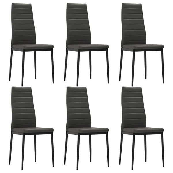  Dining Chairs 6 pcs faux Leather -Grey