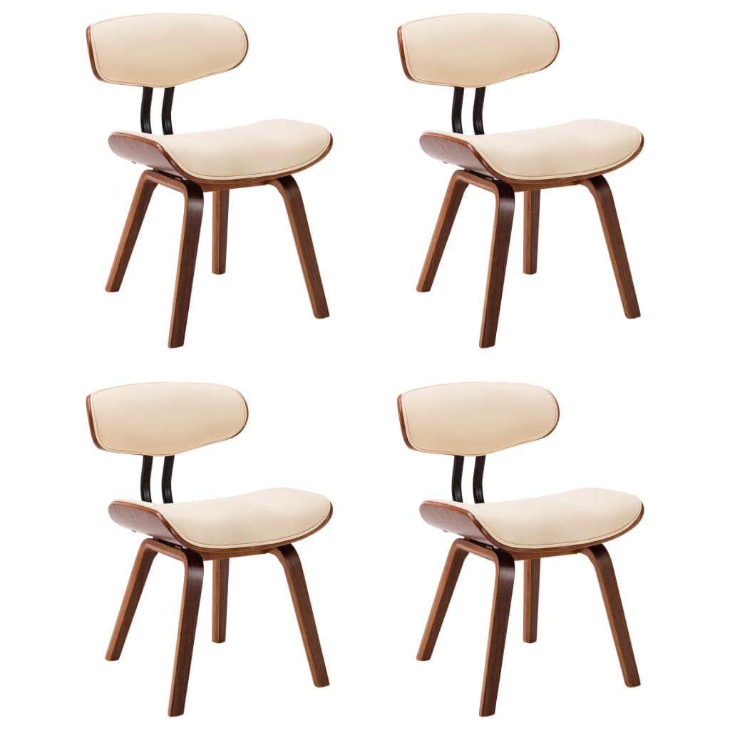 Dining Chairs 4 pcs Cream Bent Wood and Faux Leather