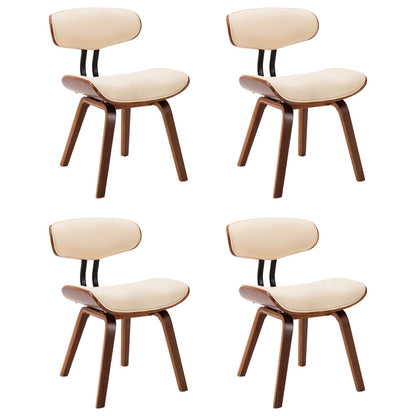 Dining Chairs 4 pcs Cream Bent Wood and Faux Leather