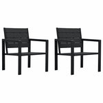 Garden Chairs 2 pcs Black HDPE Wood Look