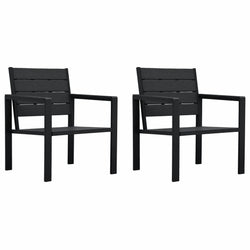 Garden Chairs 2 pcs Black HDPE Wood Look