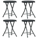 Folding Garden Stools 4 pcs Black HDPE Rattan Look