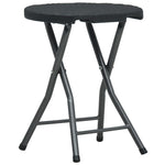 Folding Garden Stools 4 pcs Black HDPE Rattan Look
