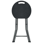 Folding Garden Stools 4 pcs Black HDPE Rattan Look