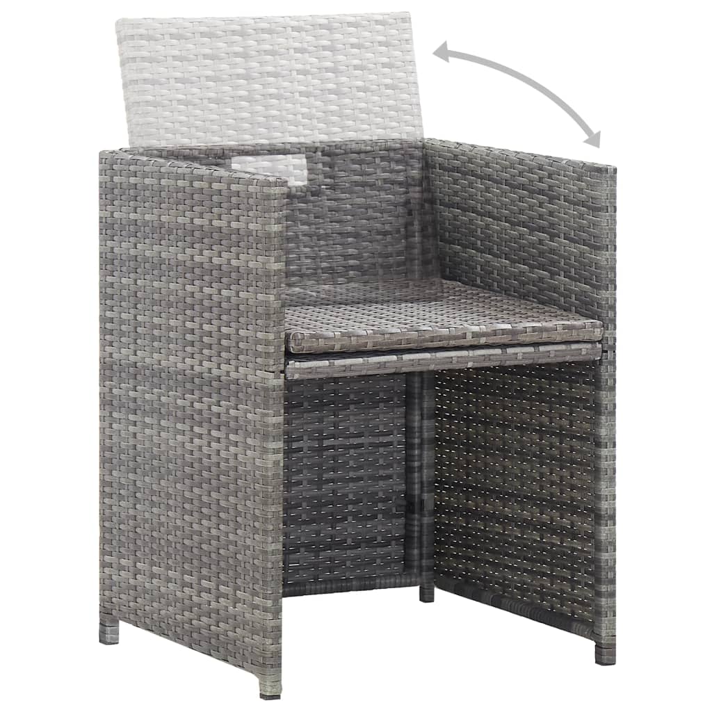 11 Piece Outdoor Dining Set Poly Rattan and Acacia Wood Anthracite