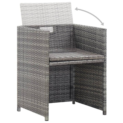 11 Piece Outdoor Dining Set Poly Rattan and Acacia Wood Anthracite