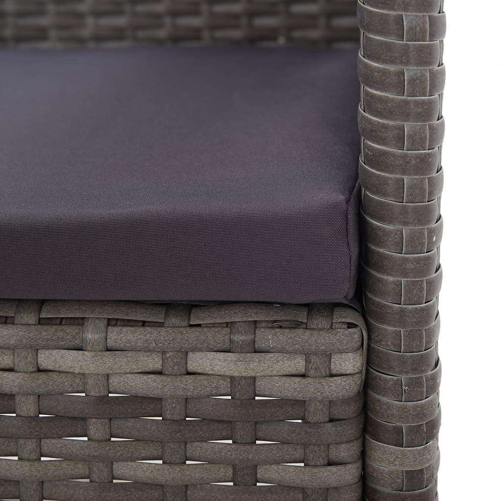 7 Piece Outdoor Dining Set with Cushions Poly Rattan Grey