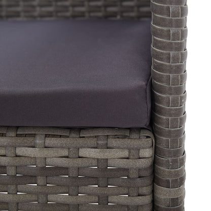 7 Piece Outdoor Dining Set with Cushions Poly Rattan Grey