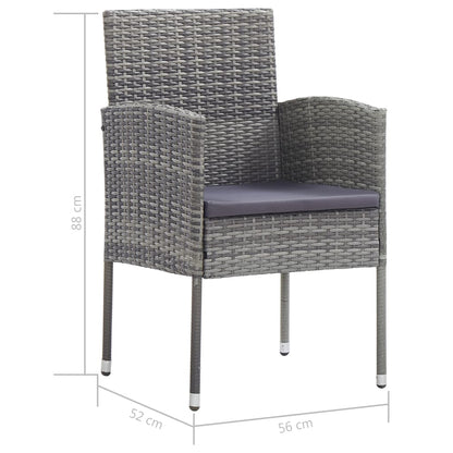 7 Piece Outdoor Dining Set with Cushions Poly Rattan Grey