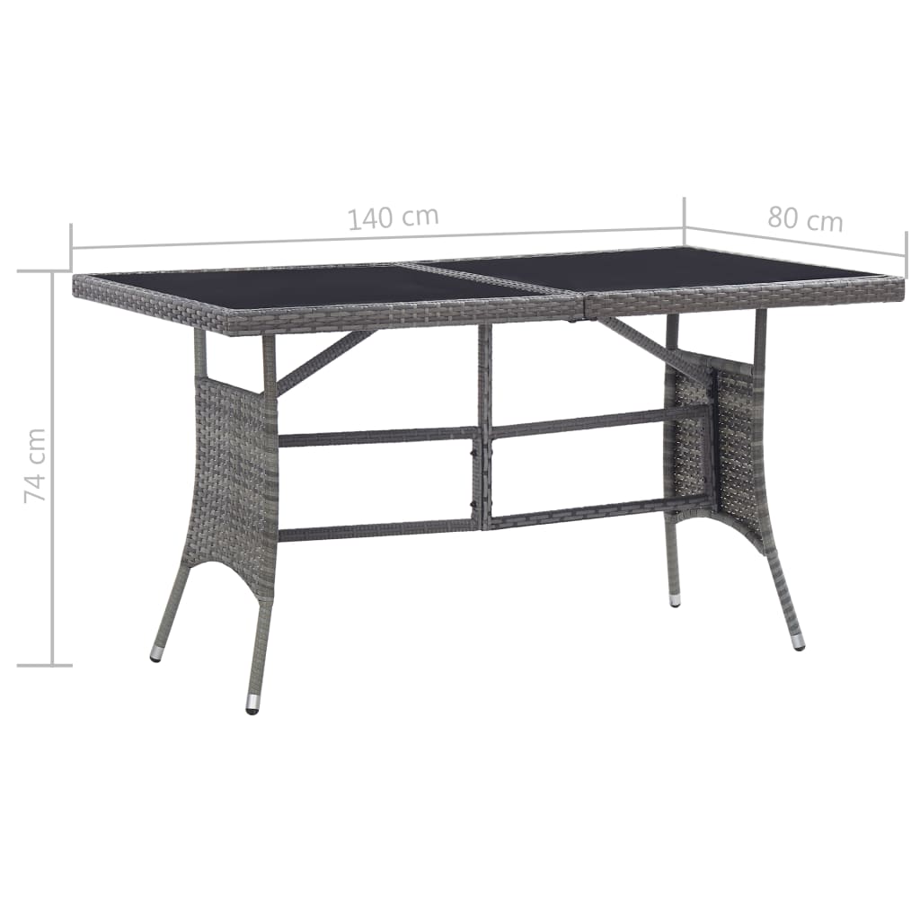 7 Piece Outdoor Dining Set with Cushions Poly Rattan Grey