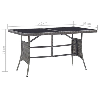 7 Piece Outdoor Dining Set with Cushions Poly Rattan Grey