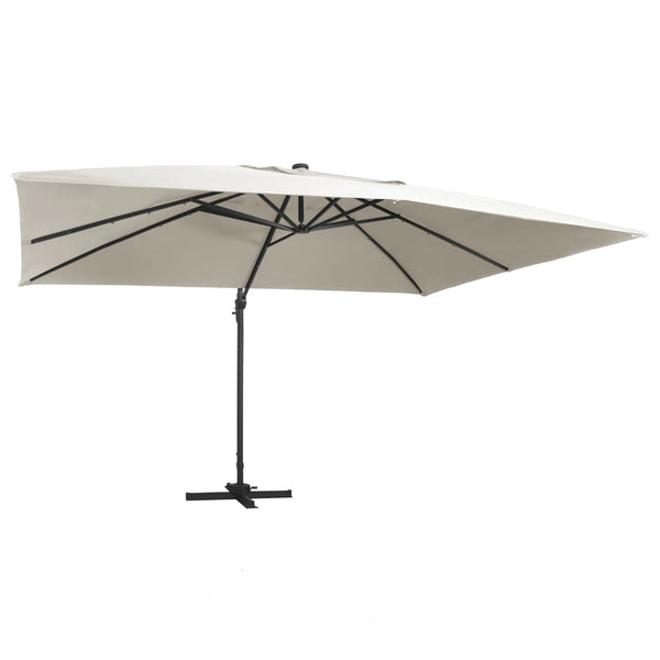  Cantilever Umbrella with LED Lights and Aluminium Pole 400x300 cm Sand