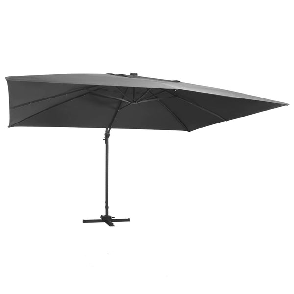  Cantilever Umbrella with LED Lights and Aluminium Pole 400x300 cm Anthracite