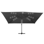 Cantilever Umbrella with LED Lights and Aluminium Pole 400x300 cm Anthracite