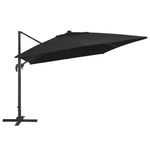 Cantilever Umbrella with LED Lights and Aluminium Pole 400x300 cm Black